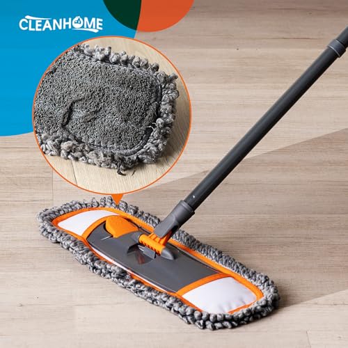 Microfiber Dust Mop for Floor Cleaning with 3 Washable Pads, 55-Inch Handle