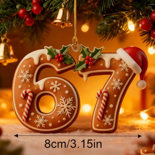 MYSQIHO 3-Pack 67 Meme Funny Christmas Ornaments - Santa Acrylic Decorations for Tree (Variation C)