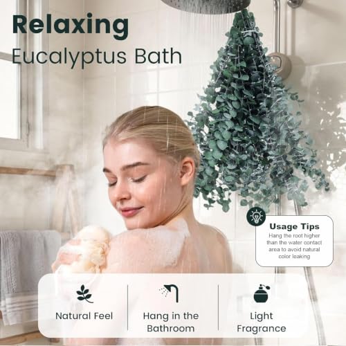 16 PCS Dried Eucalyptus Stems for Shower, 17-Inch Natural Hanging Greenery