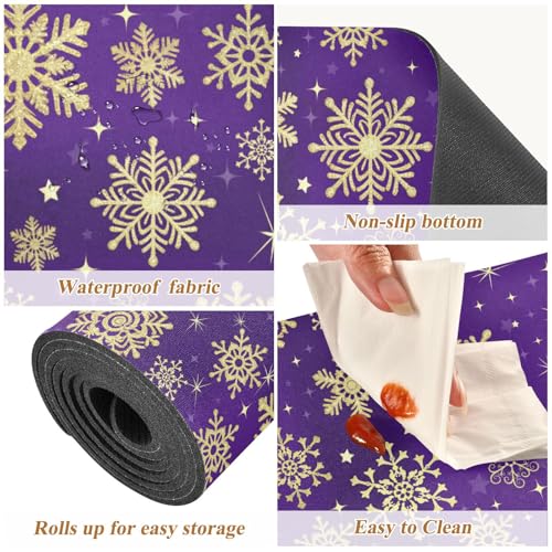 Winter Violet Purple Snowflake Trivet Table Runner 40in - ALAZA
