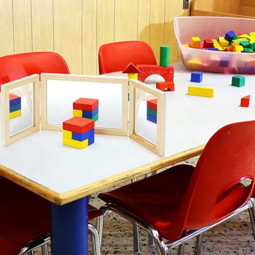 Foldable 3-Panel Montessori Learning Mirror for Classroom and Home Use