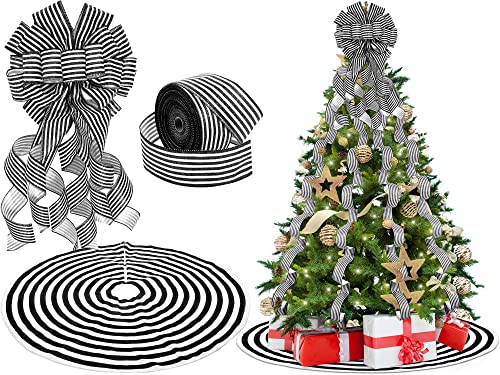 Zomiboo Classic Christmas Tree Decoration Set 40 Inch Black & White Holiday Decor