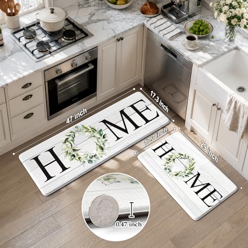 2-Piece Anti-Fatigue Kitchen Mat Set, Waterproof Cushioned Standing Desk Rugs