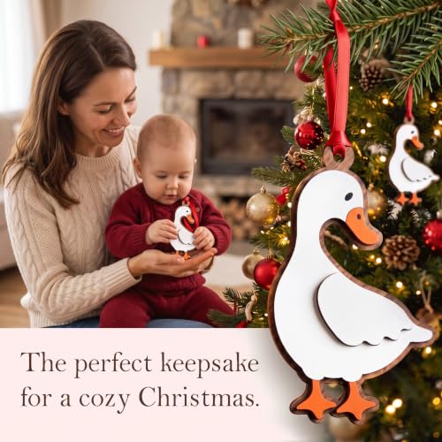 Duck Christmas Ornament - 4 Inch Writable Wooden Name Ornament