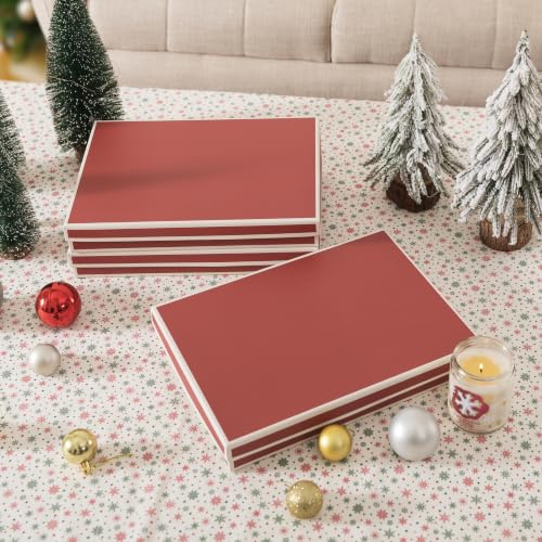 Soul & Lane Festive Red Gift Boxes with Lids (Set of 3) – 13.2 x 9.8 x 1.8 in, Holiday Clothing Boxes
