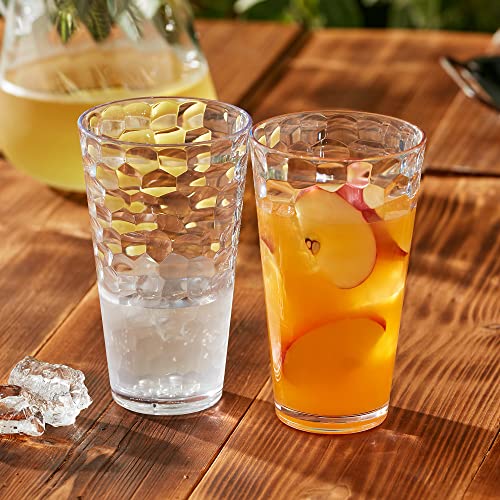 24oz Plastic Tumblers, Set of 8 Clear Shatter-Proof Drinking Glasses