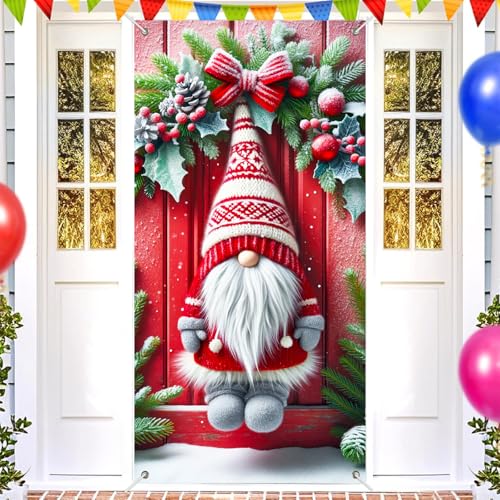 Christmas Gnome Door Cover 35x71in - BlissYard, Variation: Christmas Gnome#7