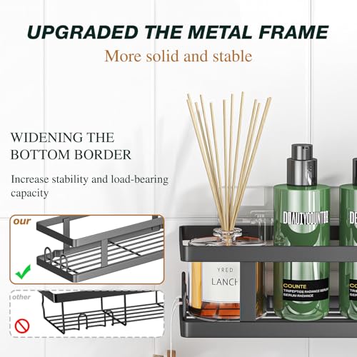 Adhesive Shower Caddy 3-Pack Rustproof Shower Shelves with Hooks