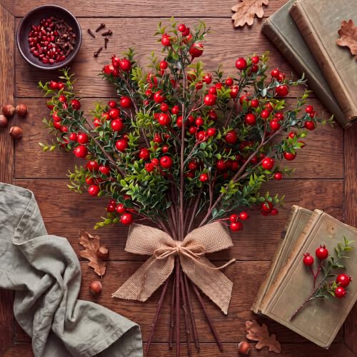6-Pack Artificial Pomegranate Branches Decor — 24in & 29in Foam Stems