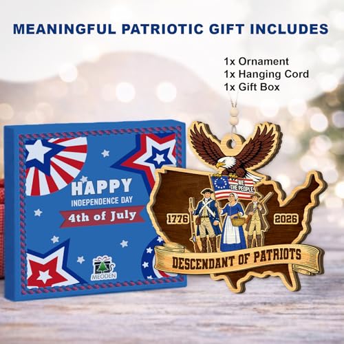 USA 250th Anniversary Wooden Ornament - We The People Patriotic Decor 1776-2026
