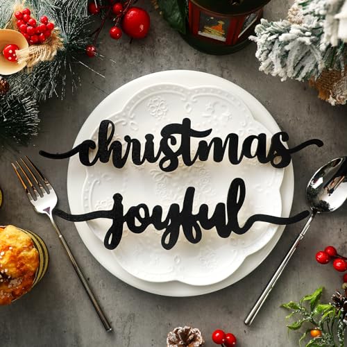 Jetec 12 Pcs Christmas Wooden Word Cutouts Hope Black Holiday Decor