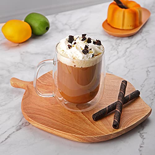 12oz Double Wall Glass Coffee Mugs Set of 4 - Insulated Handled Espresso, Latte & Tea Cups