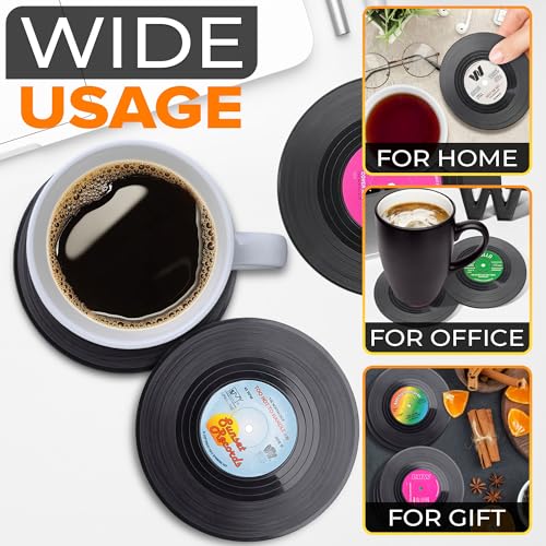 DIMROM 6 Pack Vinyl Coasters 4.1