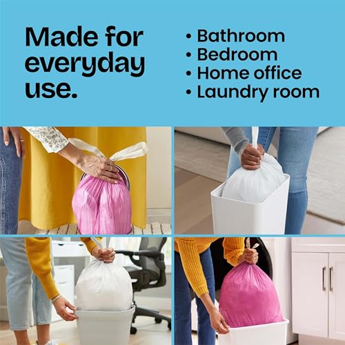 4-Gallon Small Scented Drawstring Trash Bags, Beachside Breeze - 80 Count