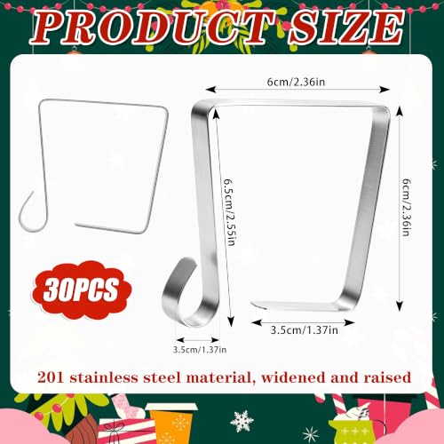 30 Pack Stainless Steel Banister Clips for Stair Railing & Holiday Decorations