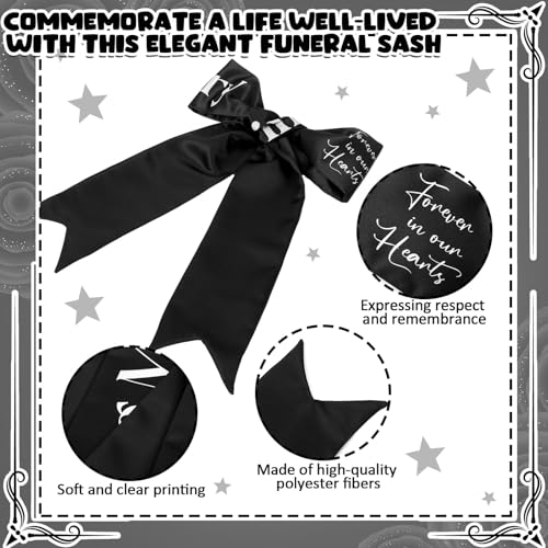 Memorial Wreath Sash 58x4 Inch Black Funeral Ribbon for Flowers