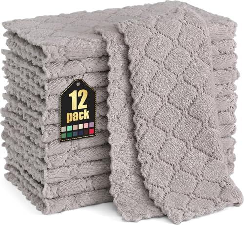 12-Pack Microfiber Dish Cloths, Soft Coral Velvet Kitchen Cleaning Towels