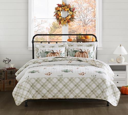 Avanti Full/Queen Holiday Quilt Set with Pumpkin and Leaf Design
