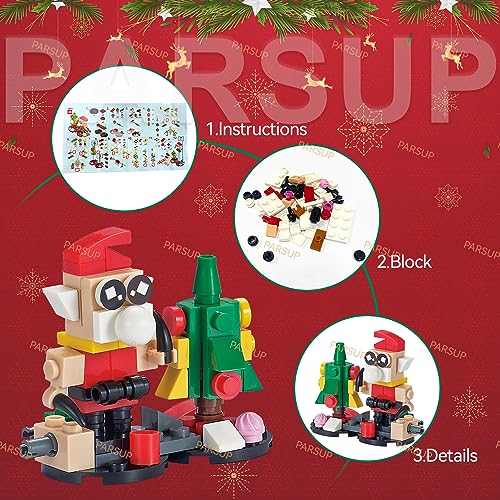 PARSUP 6-in-1 Christmas Advent Calendar Blocks (Red/Blue/White) – 24 Doors