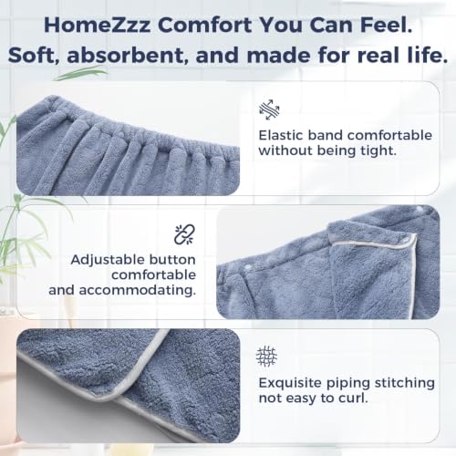 Plus Size Microfiber Bath Towel Wrap Set with Hair Towel, 2XL-4XL Blue
