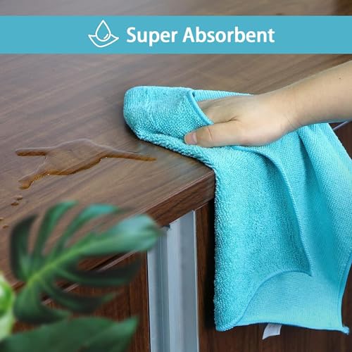 HOMEXCEL 12-Pack Microfiber Cleaning Cloths 11.5x11.5in Lint-Free Towels