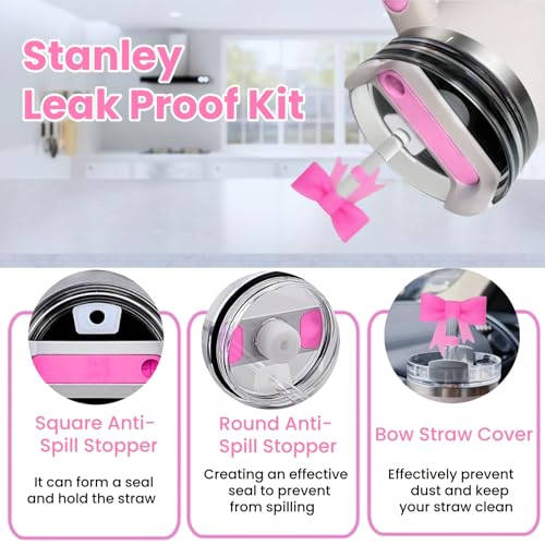6-Piece Pink Tumbler Accessory Set: Straw Topper, Boot, and Charms