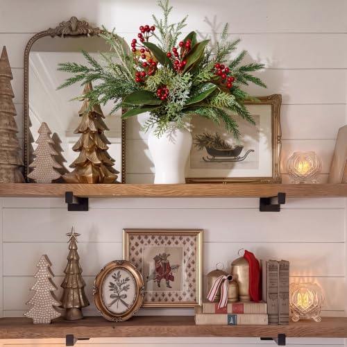 Magnolia Berry Christmas Table Centerpiece - Artificial Holiday Decor for Small Spaces