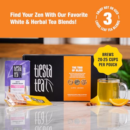 Tiesta Tea - Herbal Tea Gift Box, Loose Leaf, Medium to Non-Caffeinated Variety Pack, Make Hot & Iced, 3 Pouches of Assorted Blends with Herbal, White & Fruit Bags