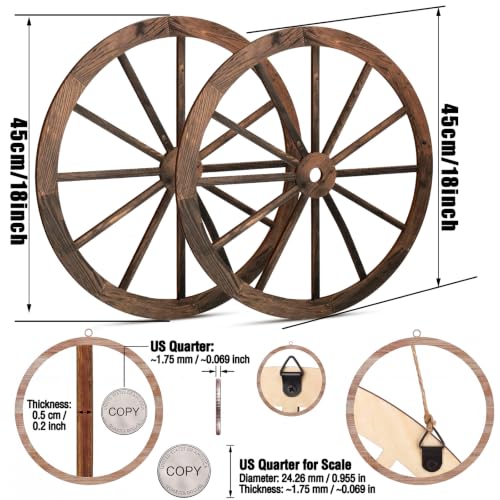 12-Inch Wooden Wagon Wheel Decor - Rustic Wall Art for Home and Party, 2 Pack