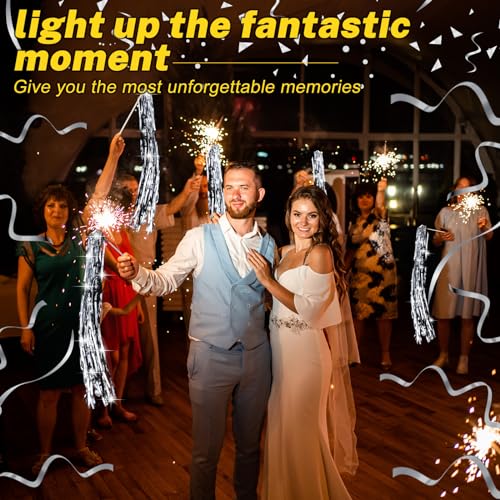 Silver Wedding Ribbon Wands with Bells - 50 Pack Fairy Send Off Sticks