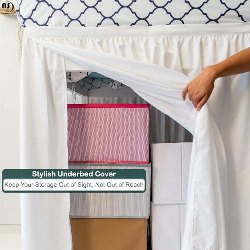 Twin XL Microfiber Dorm Bed Skirt - 32 Inch Extended Drop, White