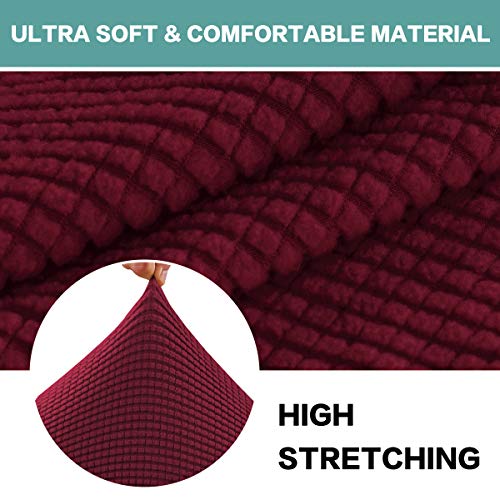 Stretch Fit Chair Slipcover with Cushion Cover & Ottoman Cover - Burgundy