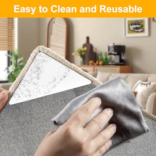 12PCS Anti-Slip Rug Tape Grippers for Hardwood Floors, Reusable Rug Stickers