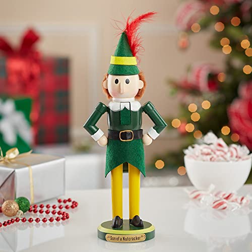 11-Inch Wooden Holiday Elf Nutcracker Tabletop Figure Decoration
