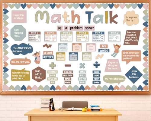 Boho Math Talk Bulletin Board Set for Classroom Decor and Learning