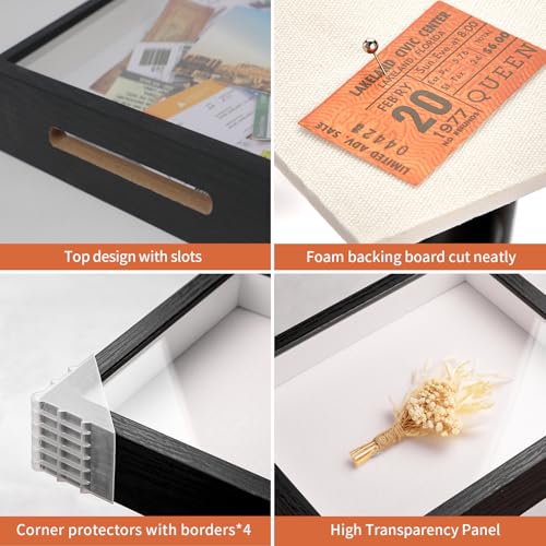 8x8 Inch Travel Shadow Box Frame with Slot for Tickets and Photos