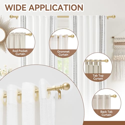 Gold Adjustable Curtain Rod 28-48 Inch - 5/8" Heavy Duty Metal Drapery Rod