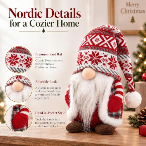 OIMIMY 16.5-Inch Swedish Tomte Gnome Plush Christmas Decor