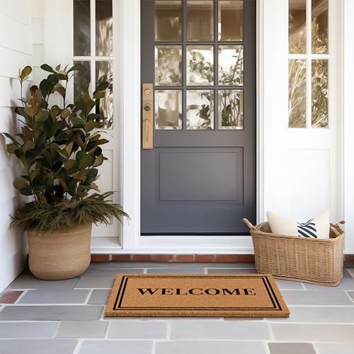 Natural Coco Coir Welcome Doormat - Non-Slip Heavy-Duty Door Mat (17 x 30 in)
