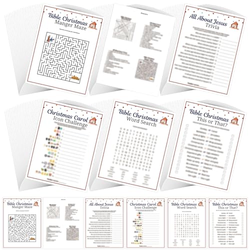 Bible Christmas Trivia Games Set - 5 Fun Christian Party Games for Family & Church