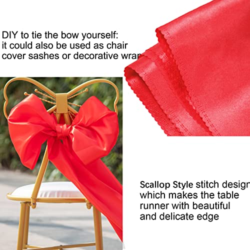 12 Pack Red Satin Table Runners 108x12 Inches for Weddings & Parties - -12108"