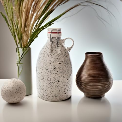 84oz Ceramic Growler with Swing Top Lid for Beer, Kombucha, and Home Brewing