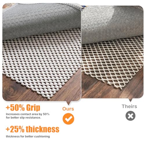 Non-Slip Rug Pad 6x9 Ft - Anti-Slip PVC Carpet Gripper for Hardwood Floors