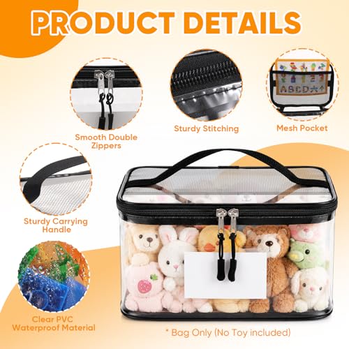 10-Pack Clear Toy Storage Bags with Handles and Zippers, Waterproof Organizer