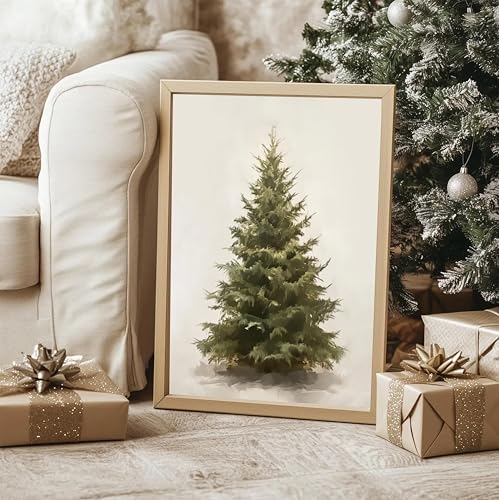 OBTRTS Christmas Wall Art Poster 10x8 Inches Rustic Pine Botanical Holiday Decor