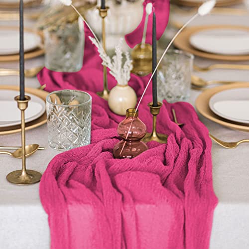 FANPROMS Pink Cheesecloth Table Runner 35 x 10Ft 6 Pack for Wedding & Event Decor