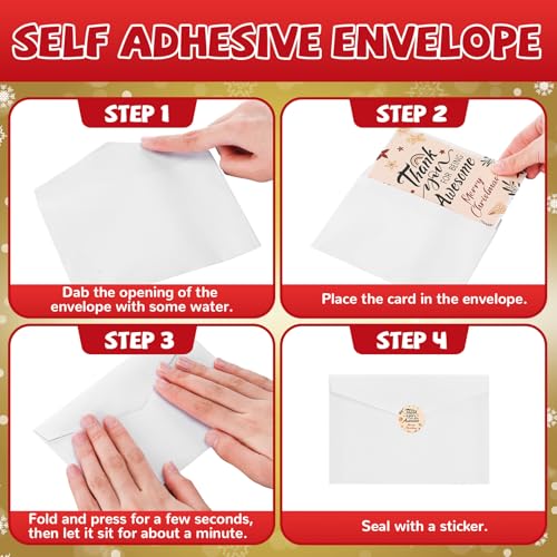 Dunzoom 100-Count Christmas Employee Appreciation Cards with Envelopes & Stickers (Traditional)