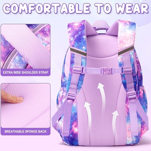 3-Piece Girls Galaxy School Backpack Set with Lunch Box & Pencil Case