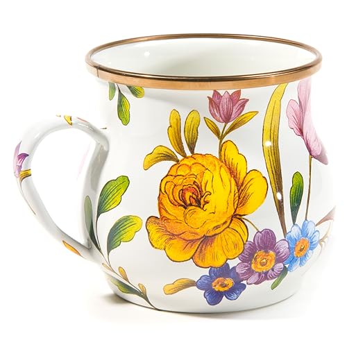 MacKenzie-Childs Enamel Mug 16 oz Flower Market White