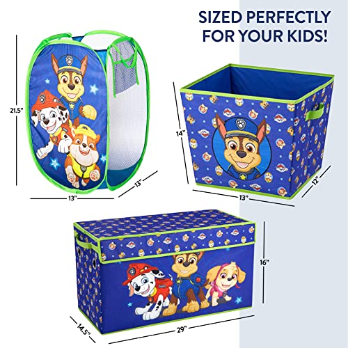 4-Piece Kids Bedroom Storage Set with Toy Trunk, Bins & Laundry Hamper